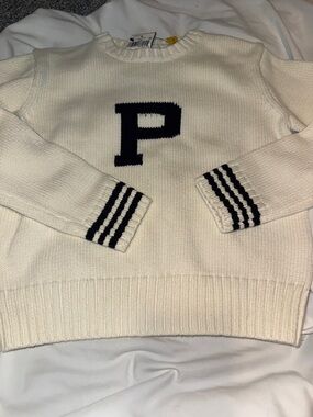 Polo by Ralph Lauren Cream Sweater with Navy 'P' Accent